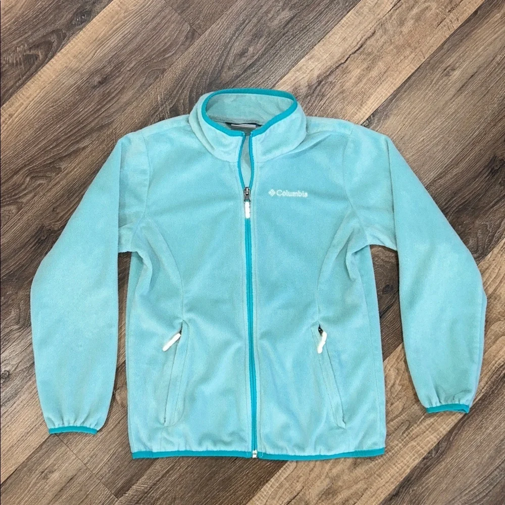 Columbia Light Blue/Turquoise Zip Fleece Jacket Girls Medium(10/12)